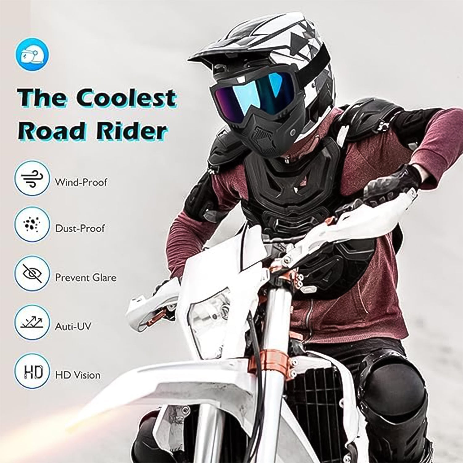 Motorcycle Goggles Off-Road Helmet Goggles Windproof Glasses Goggles Mask (1 Pc) Motorcycle Goggles Off-Road Helmet Goggles Windproof Glasses Goggles Mask (1 Pc)